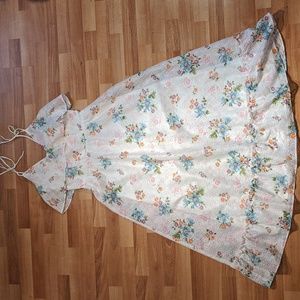 Vintage handmade strapless floral eyelet lace maxi dress